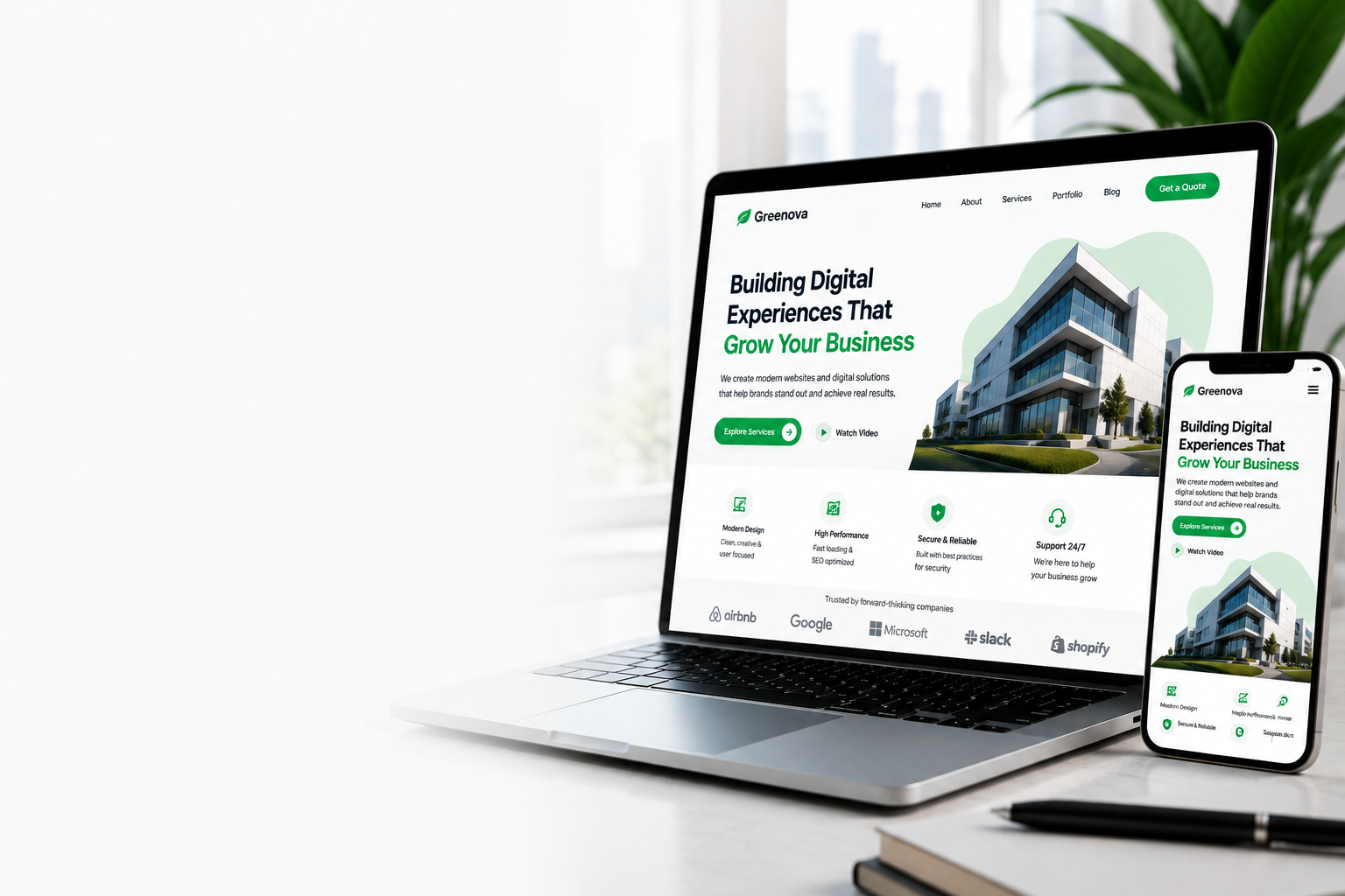 Professional website design preview